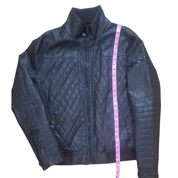 Rogue State Quilted Faux Bomber Leather Aviator Moto Jacket Black Men’s Sz M - Picture 6 of 10